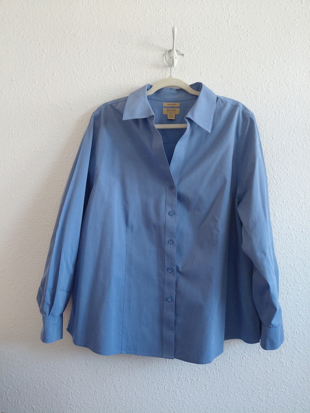 Gold Label Investment Non Iron Lilac Longsleeve Shirt Cotton 100% Vneck Size 18W